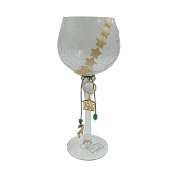 Κηροπήγιο Γυάλινο Διακοσμημένο 21410021A