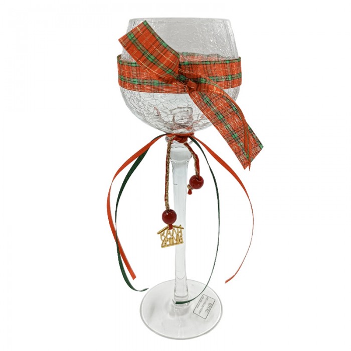 Κηροπήγιο Γυάλινο Διακοσμημένο 21410025A