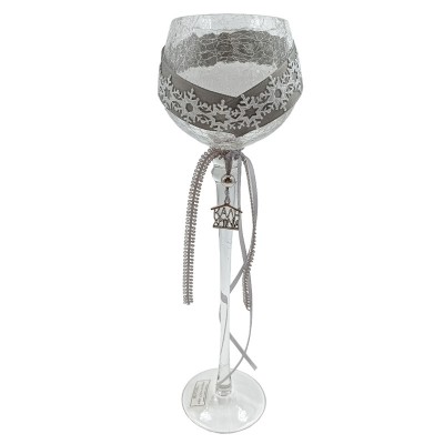 Κηροπήγιο Γυάλινο Διακοσμημένο GOU21410029A