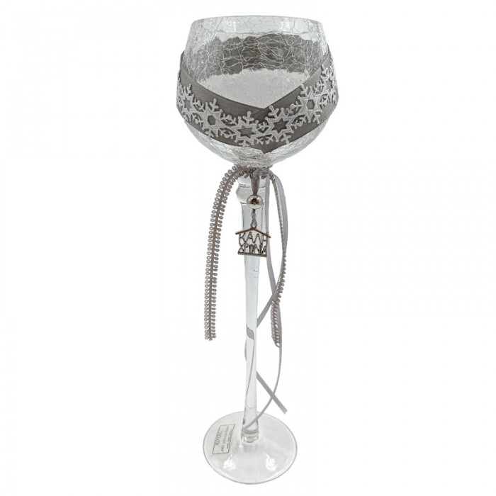 Κηροπήγιο Γυάλινο Διακοσμημένο GOU21410029A