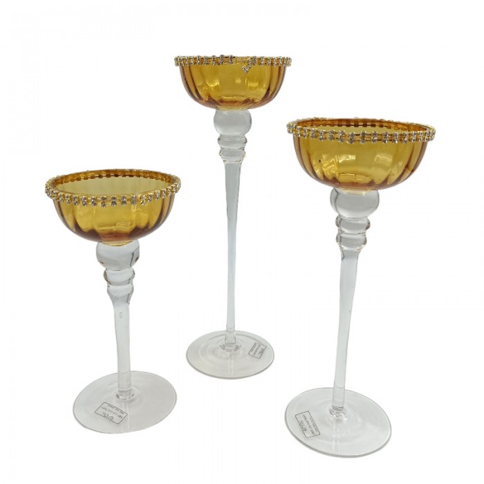 Κηροπήγια Γυάλινα Διακοσμημένα 217068A