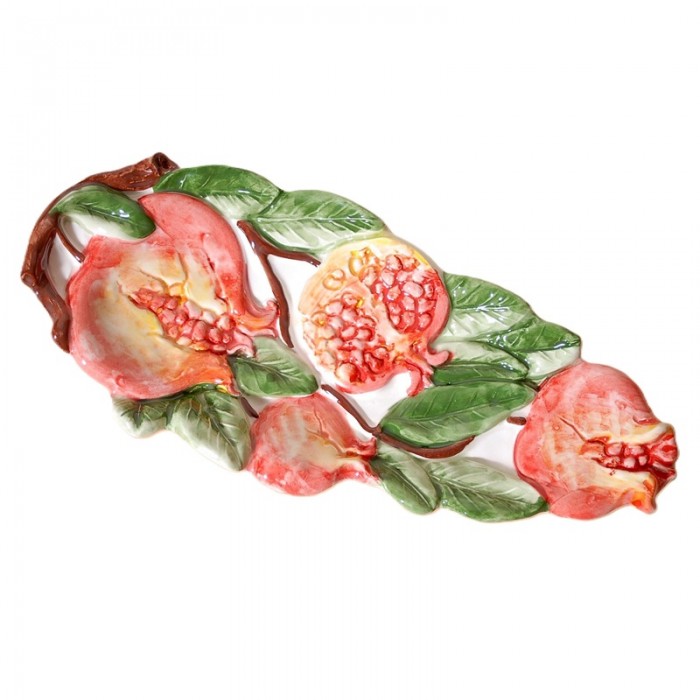 Πιατέλα Φαγιάνς Με Ανάγλυφα Ρόδια Χρωματιστά 1632