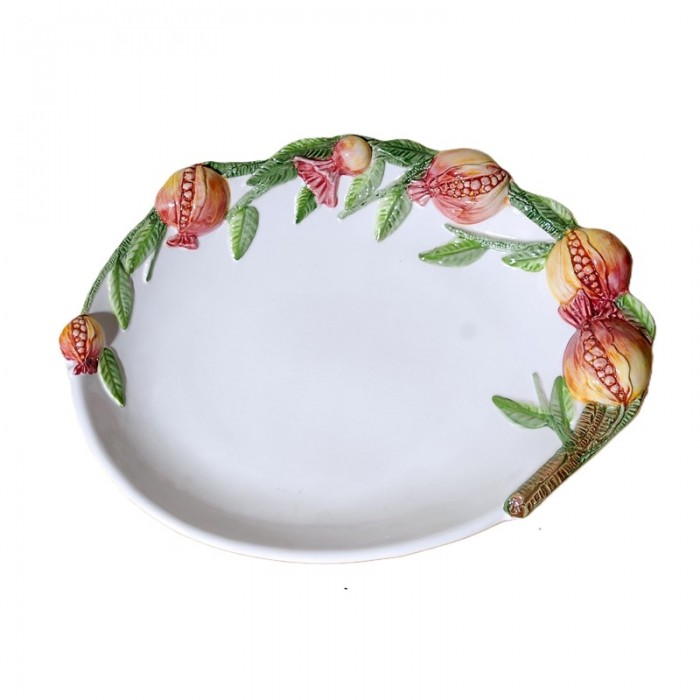 Πιατέλα Φαγιάνς Με Ανάγλυφα Ρόδια Χρωματιστά 1/1430