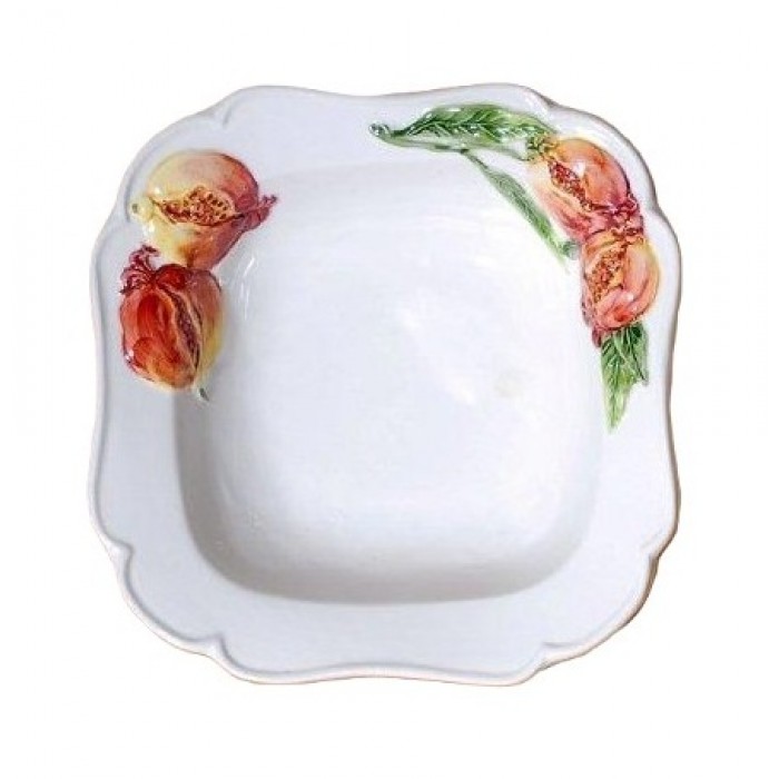 Τετράγωνο Μπωλ Φαγιάνς Με Ανάγλυφα Ρόδια Χρωματιστά 1/2085