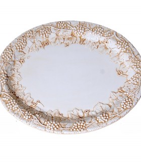 Πιατέλα Φαγιάνς Με Ανάγλυφα Αμπελόφυλλα 1969