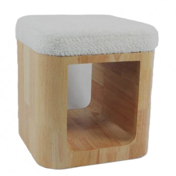 Σκαμπό Ξύλινο Με Γούνινο Κάθισμα 233241