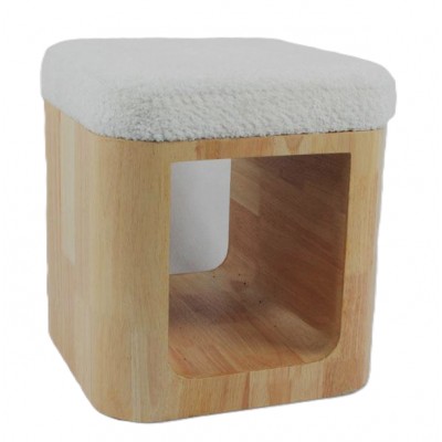 Σκαμπό Ξύλινο Με Γούνινο Κάθισμα 233241