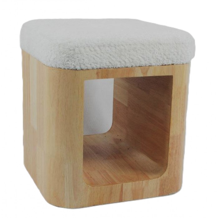 Σκαμπό Ξύλινο Με Γούνινο Κάθισμα 233241